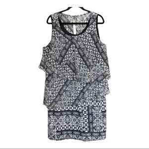 Relativity Plus Size Black/White Two Tiered Ruffle Dress Size 1X